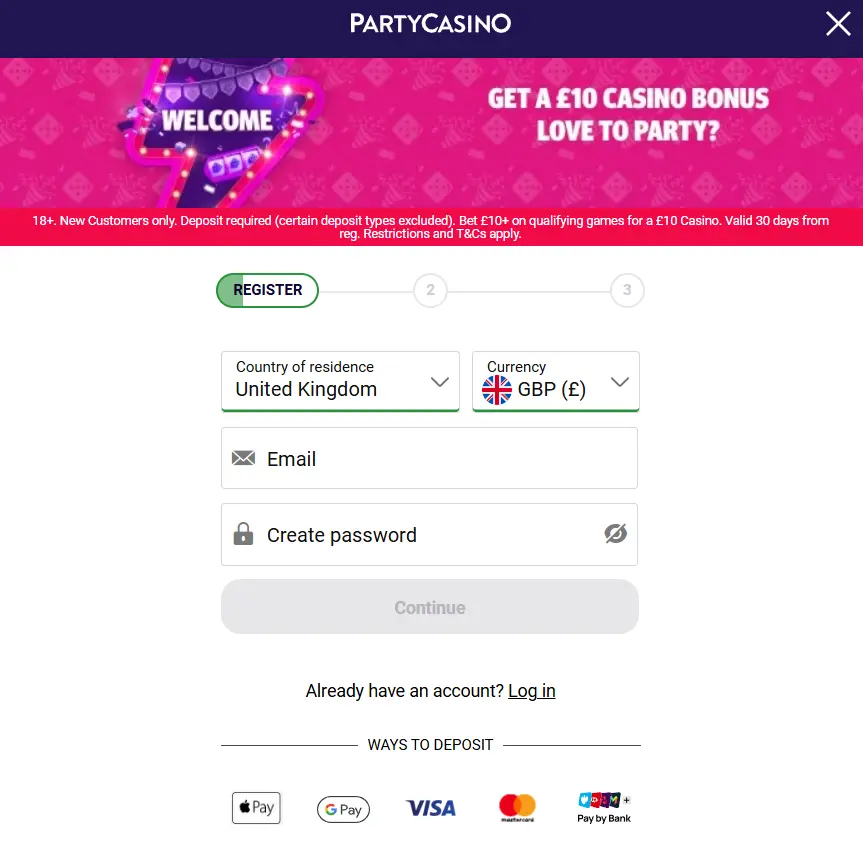 Party Casino Registration Process